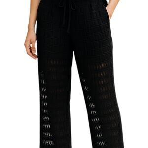 Jordan Taylor Knit Mesh Wide Leg Swimsuit Coverup Black Pants Size XL
